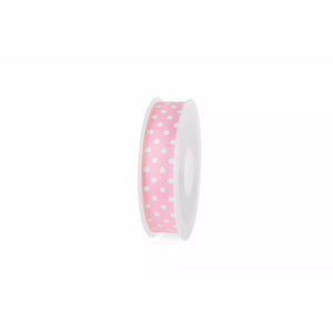 Ruban gros grain rose à pois blanc 10mm de large pour décoration florale professionnelle