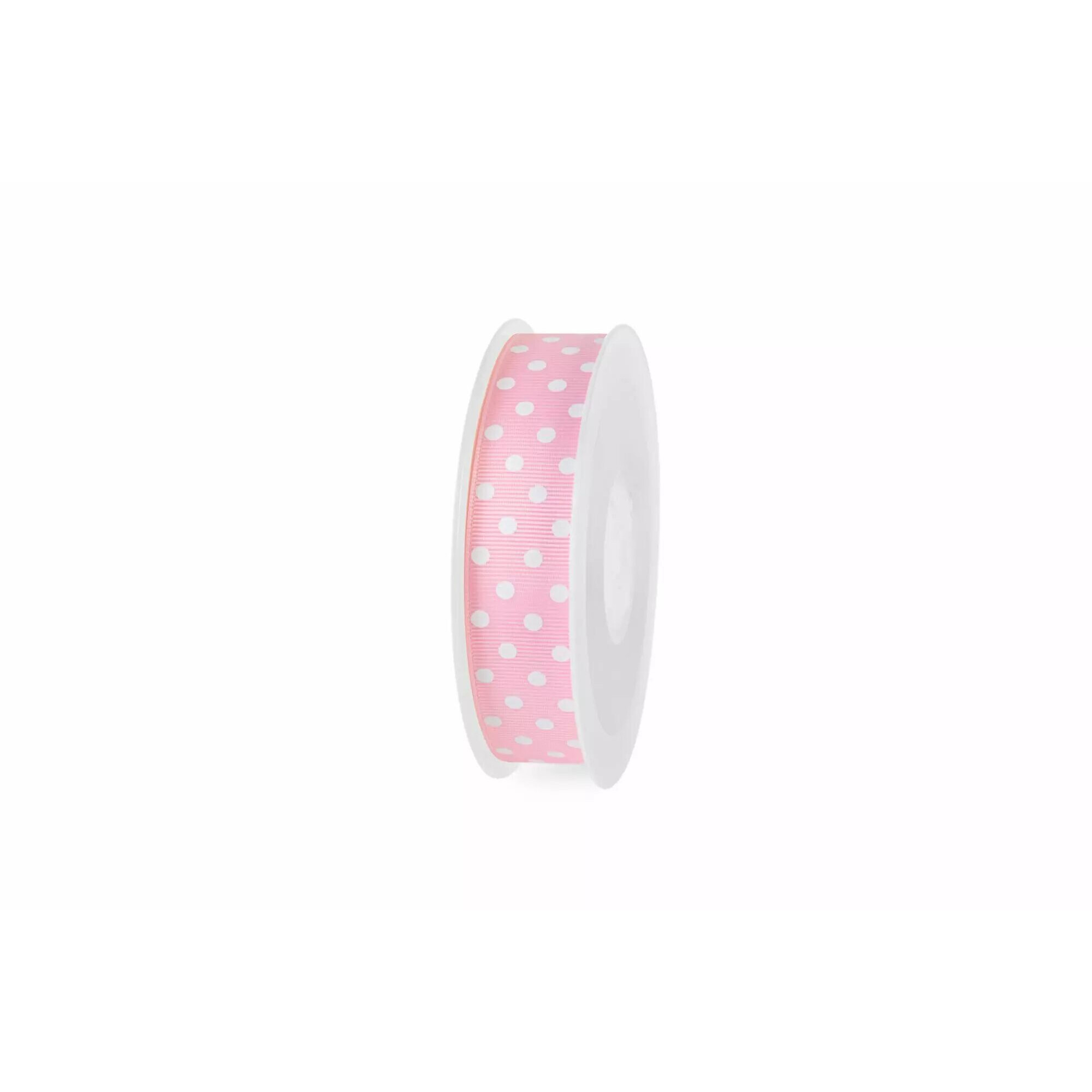 Ruban gros grain rose à pois blanc 10mm de large pour décoration florale professionnelle