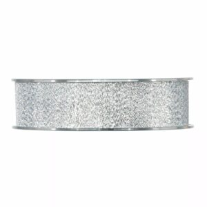 Ruban iridescent argenté 25mm pour décoration florale et compositions de Noël