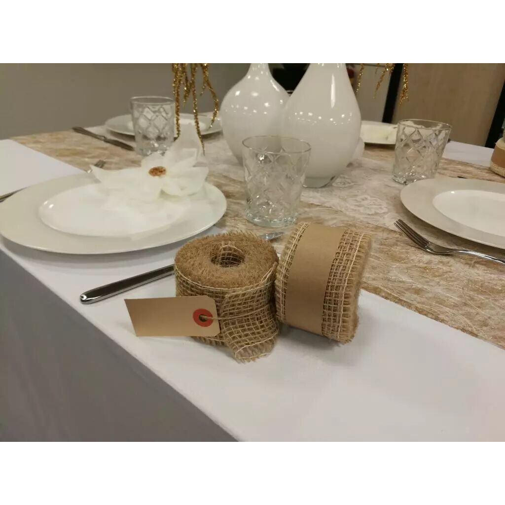 Ruban jute naturel 5 cm de largeur pour décoration florale et confection de bouquets champêtres