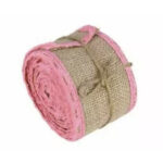 Ruban décoratif en jute rose 50mm pour compositions florales et décoration événementielle