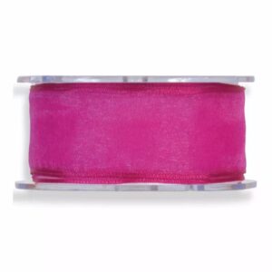 Ruban organza fushia 38mm pour décoration florale et composition de bouquets