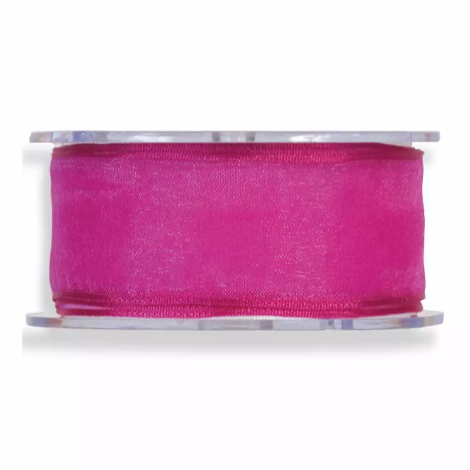 Ruban organza fushia 38mm pour décoration florale et composition de bouquets