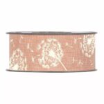 Ruban coton imprimé saumon 40mm pour décoration florale et composition fleuriste