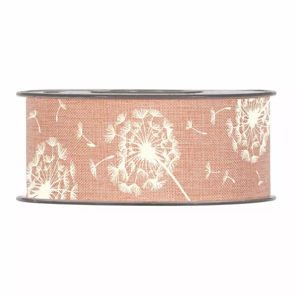 Ruban coton imprimé saumon 40mm PIOVACCARI pour décoration florale et composition fleuriste