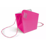 Sac porte-bouquet carton fuchsia Alagos 18x18 H20 cm pour fleuriste, résistant à l'eau