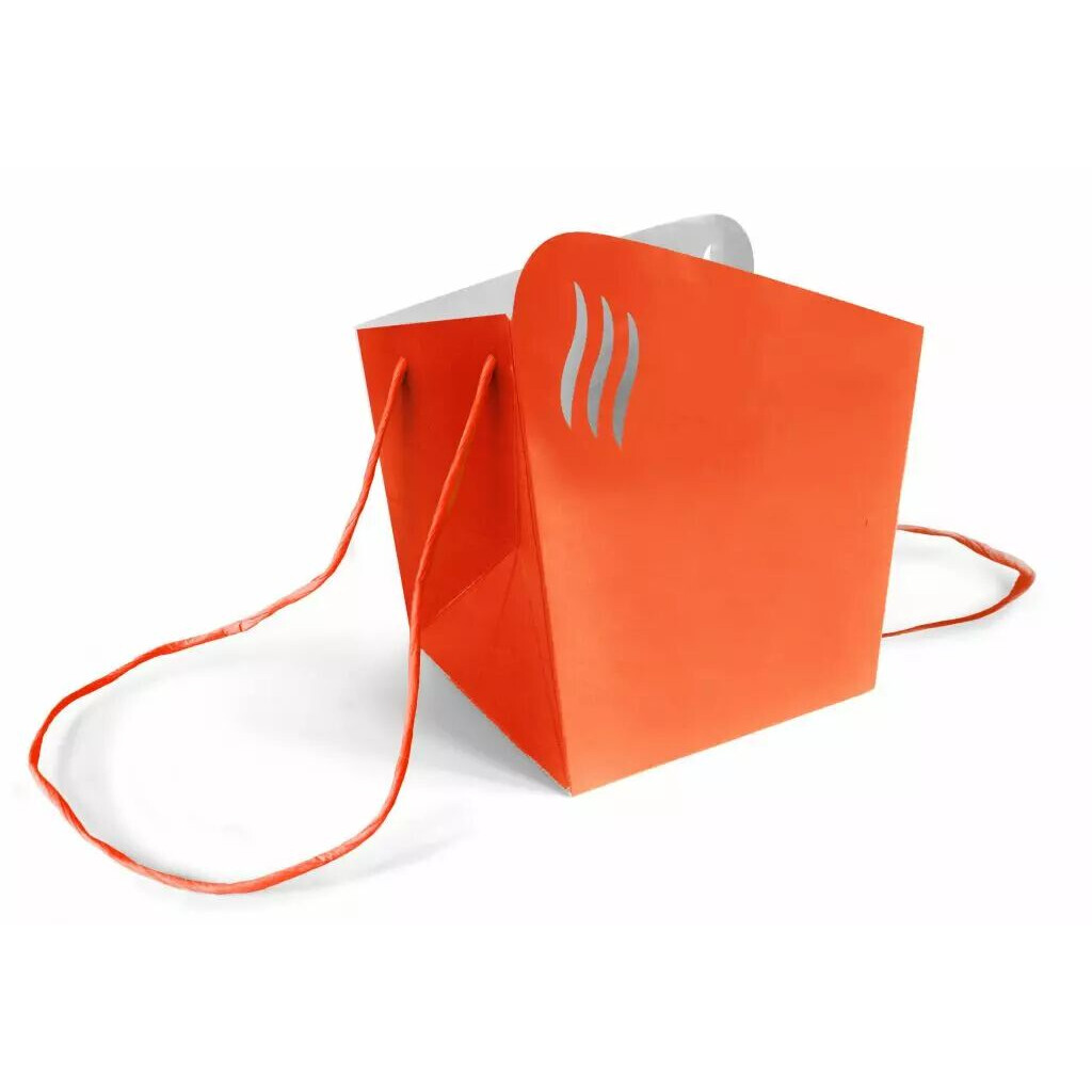 Sac porte-bouquet carton rouge Alagos 18x18 H20 cm résistant à l'eau pour fleuriste