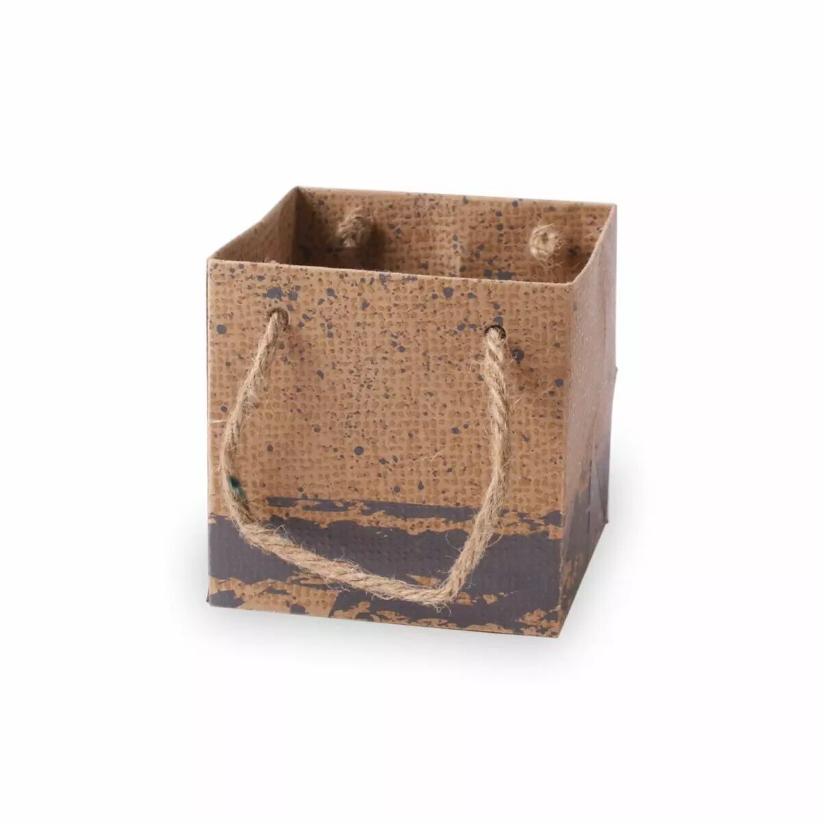 Sac carton gris avec anses pour transport de bouquets fleuriste 10x10x10 cm