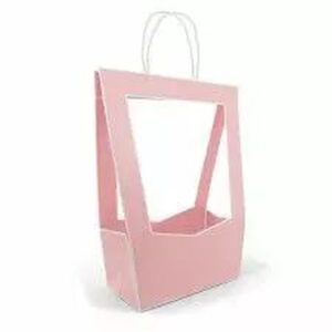 Sac carton médaillon rose 23x14x38 cm pour présentation de bouquets fleuriste avec Rapid'eau