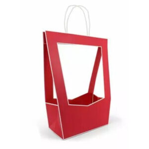 Sac carton médaillon rouge pour présentation bouquet fleuriste avec Rapid'eau