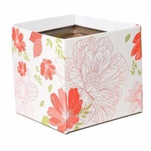 Sac carton rose Simply Jane pour fleuriste, dimensions 12x12x12,5 cm, plastifié intérieur recyclable