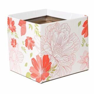 Sac carton rose Simply Jane pour fleuriste, dimensions 12x12x12,5 cm, plastifié intérieur recyclable