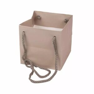 Sac kraft grège Cadoc format carré 13x13x13 cm avec cordelière pour transport de bouquets fleuriste