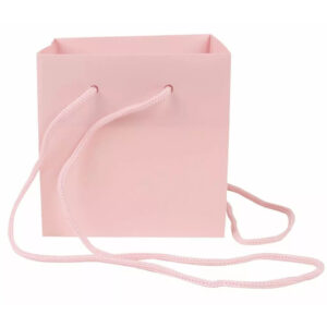Sac kraft rose poudré Cadoc 13x13x13 cm avec cordelière pour transport de bouquets fleuriste
