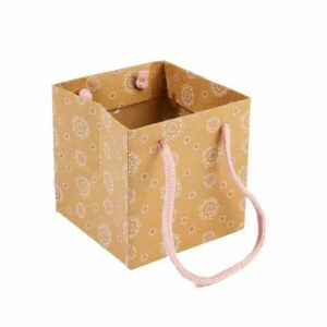 Sac kraft rose Delicate avec anses en corde pour emballage floral professionnel