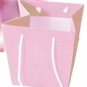 Sac Kraft Trapèze 18x25x29 Rose Pâle avec Cordelière (x10)
