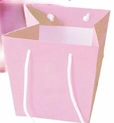 Sac Kraft Trapèze 18x25x29 Rose Pâle avec Cordelière (x10)