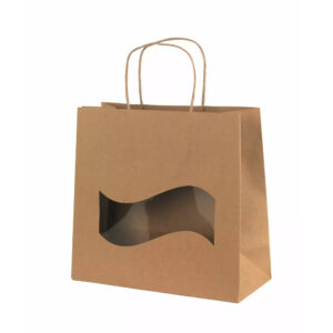 Sac kraft naturel avec fenêtre transparent pour emballage floral professionnel