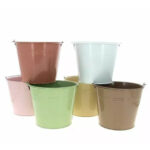 Seau en zinc coloris assortis diamètre 17 cm hauteur 14 cm pour compositions florales fleuriste