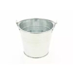 Seau zinc naturel rond avec anse 8x7 cm pour compositions florales et décoration champêtre fleuriste