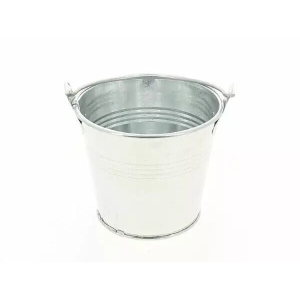 Seau zinc naturel rond avec anse 8x7 cm pour compositions florales et décoration champêtre fleuriste