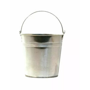Seau zinc naturel brillant avec anse pour compositions florales professionnelles