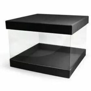 Set de 2 boîtes à chapeau carrées noires Pandore pour compositions florales professionnelles