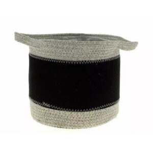 Set de trois cache-pots ronds en osier noir tressé avec intérieur plastifié pour fleuristes et décoration