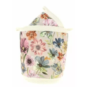Set de trois cache-pots ronds en tissu crème avec intérieur plastifié pour fleuristes et compositions florales