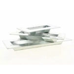 Set de 3 jardinières rectangles en zinc naturel pour compositions florales et arrangements végétaux professionnels