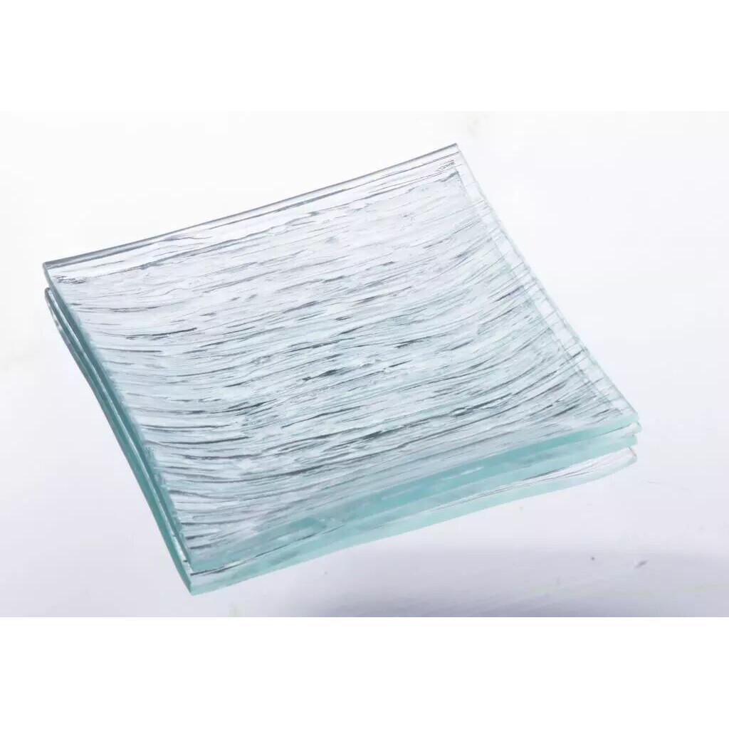 Set de 4 assiettes carrées en verre transparent 14,5 cm pour compositions florales et décoration événementielle