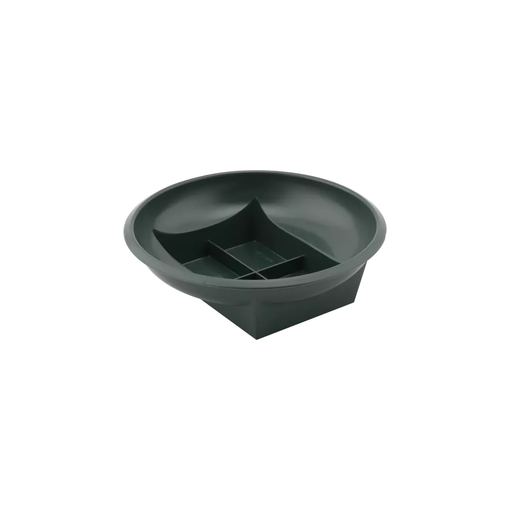 Soucoupe plastique verte avec fond carré pour composition florale et centre de table fleuriste