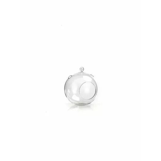 Sphère vase boule en verre transparent à suspendre pour compositions florales professionnelles, diamètre 8 cm hauteur 9 cm