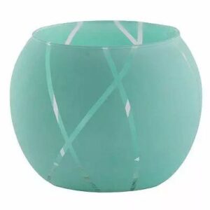 Vase boule en verre turquoise diamètre 7,5 cm hauteur 10 cm pour compositions florales professionnelles