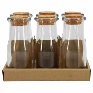 Vase bouteille en verre transparent Bodo avec bouchon liège pour compositions florales fleuriste