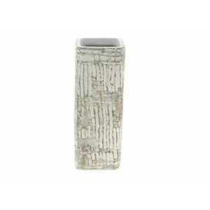 Vase ceramique gris avec decoration feuille doree hauteur 29 cm pour compositions florales professionnelles fleuriste