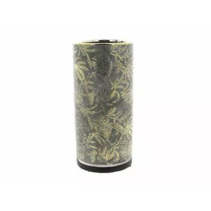 Vase en céramique rond gris pour fleuriste, diamètre 10 cm hauteur 23,5 cm, composition florale professionnelle