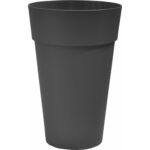 Vase plastique rond ardoise Jaime avec soucoupe pour compositions florales professionnelles diamètre 33 cm hauteur 50 cm