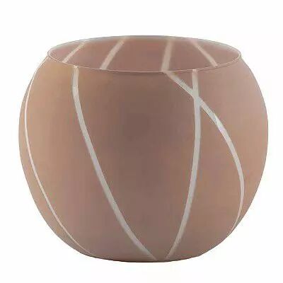 Vase boule en verre bi-ton taupe et crème Ortensia diamètre 14 cm hauteur 18 cm pour compositions florales professionnelles
