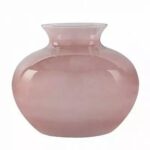 Vase rond en verre fumé rose poudré Cécilia pour fleuriste, diamètre 40 cm hauteur 33 cm