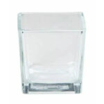 Vase cube en verre transparent 18 cm pour compositions florales professionnelles