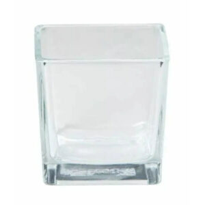 Vase cube en verre transparent 18 cm pour compositions florales professionnelles