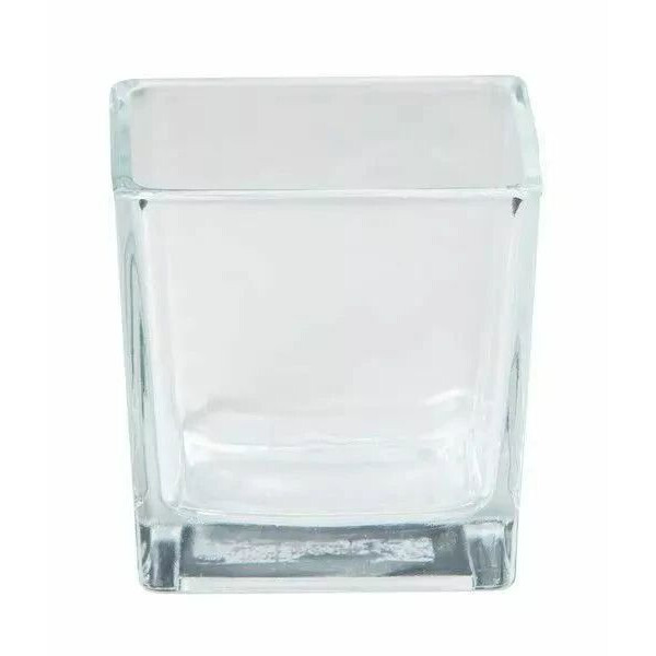 Vase cube en verre transparent 18 cm pour compositions florales professionnelles