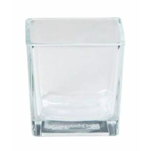 Vase cube en verre transparent 8x8x8 cm pour compositions florales professionnelles
