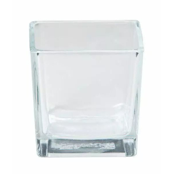 Vase cube en verre transparent 8x8x8 cm pour compositions florales professionnelles