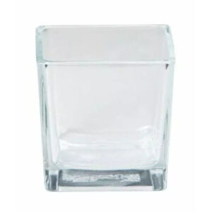 Vase cube en verre transparent TEREVER 14x14 cm pour compositions florales professionnelles et centres de table