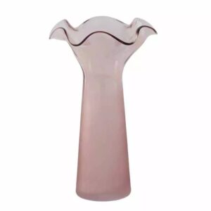Vase en verre fumé rose poudré Fazzoletto 12x35 cm pour compositions florales de fleuriste