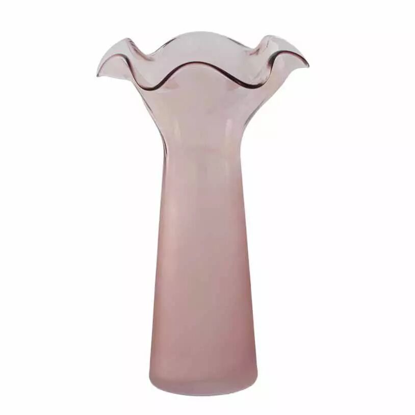 Vase en verre fumé rose poudré Fazzoletto 12x35 cm pour compositions florales de fleuriste