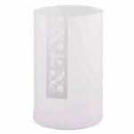 Vase cylindrique en verre Maia blanc recouvert de feutrine pour compositions florales professionnelles