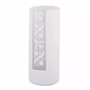 Vase cylindrique en verre blanc Maia recouvert de feutrine douce, diamètre 8 cm hauteur 15 cm, pour compositions florales professionnelles
